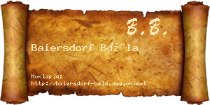 Baiersdorf Béla névjegykártya